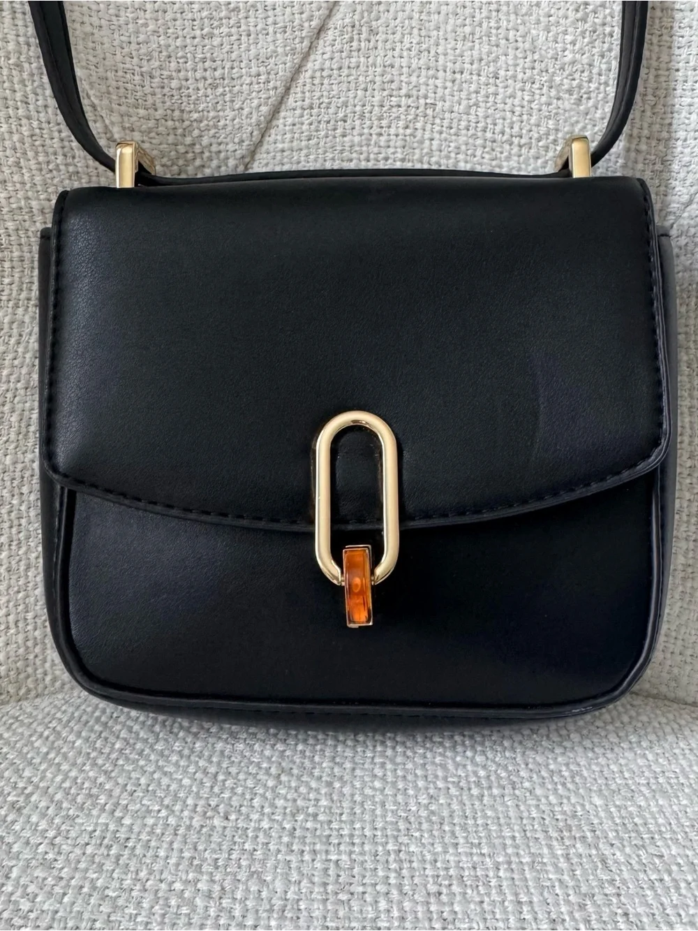 Target Classic Black Mini Crossbody Bag with Gold Hardware and Amber Accent